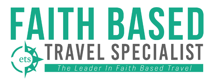 Educational Travel Services (ETS) Certified Faith-Based Travel Specialist graphic representing Premium Travel Group's specialized training in planning Christian tours, pilgrimages, church group travel, and faith-based vacations.